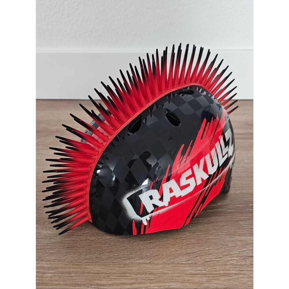 Raskullz Hawk Black and Red Mohawk Bike Helmet
